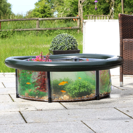Roamwild Pop Up Pond Garden Water Feature Pond Set - Raised Aquarium For Patio Kit With Easy Fit Aeration Pump - 700mm/27.5 inches Diameter x 270mm/10.62 inches high. Capacity 105 l / 23 Gallons