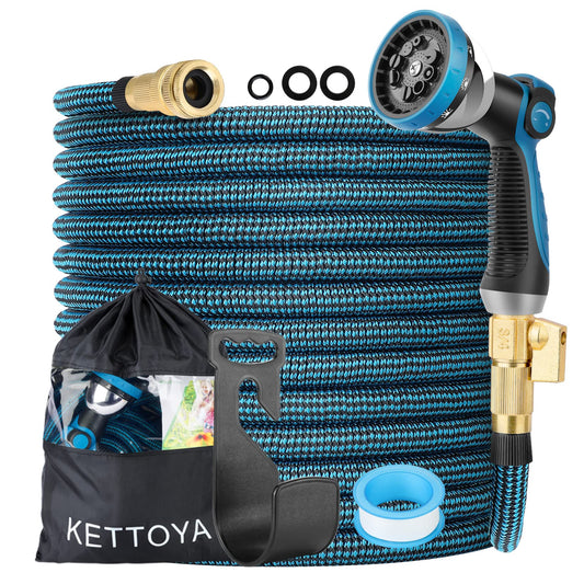 KETTOYA Expandable Garden Hose with Spray Nozzle – 100ft