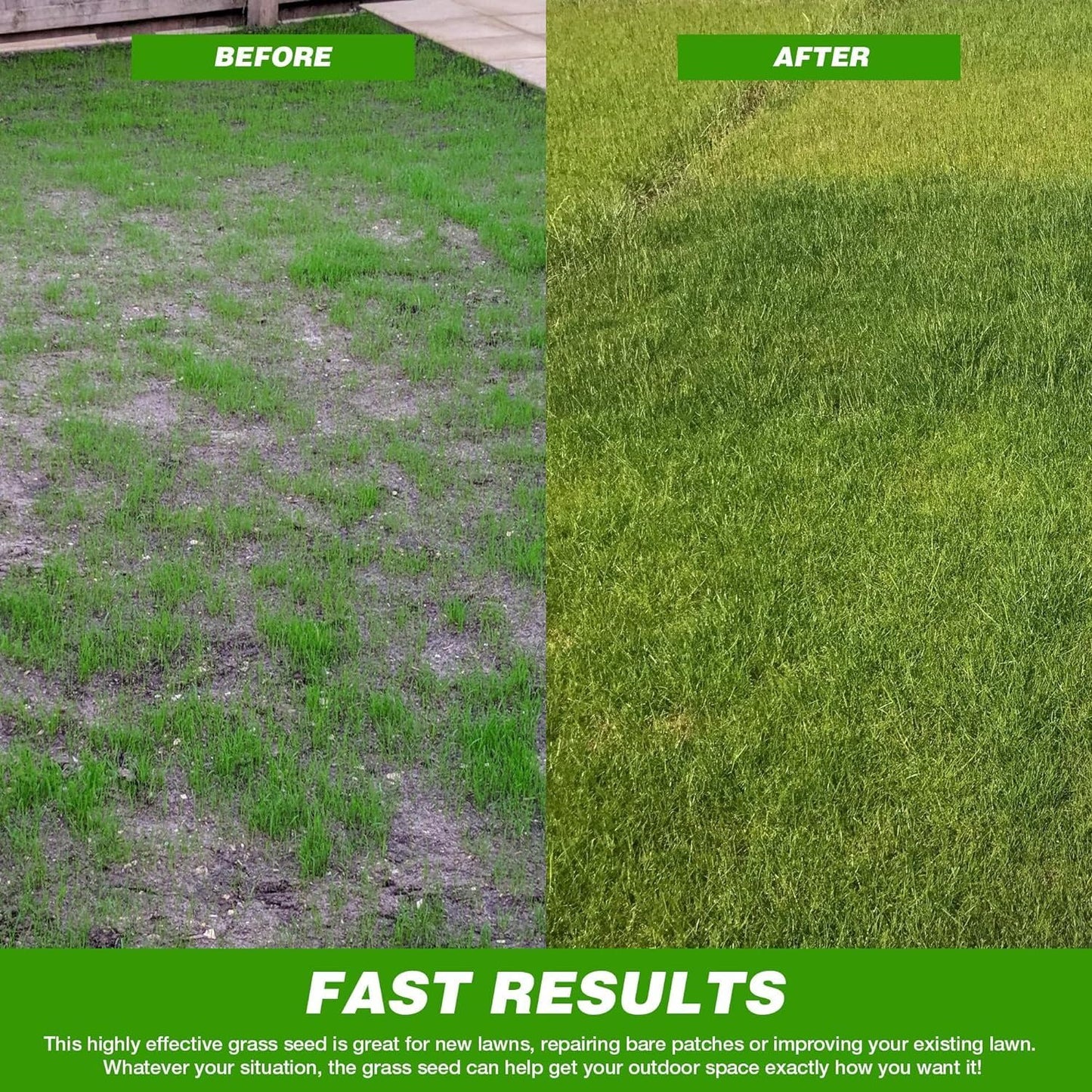 GroundMaster Premium Lawn Grass Seed – 5KG Hard Wearing & Fast Germination Grass Seeds for Family Lawns and Gardens, Coverage up to 300M2 for Overseeding, Tough Lawn Seed Mixture, Pet-Friendly