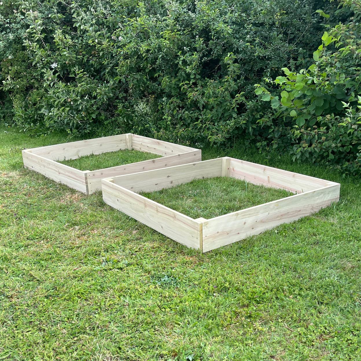 Set of 2 Wooden Raised Vegetable Beds (122cm x 18cm) Outdoor, Natural