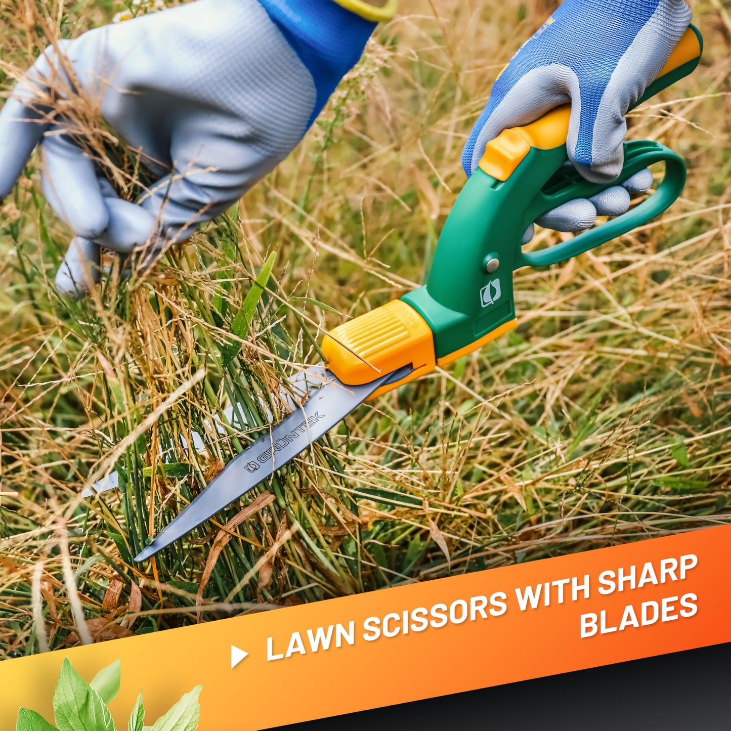 GRÜNTEK Grass Shears Swift 380 mm Teflon 360° Rotating Cutter Head, Teflon Coated, Comfort Lawn Grass Shear, 21 Days Money Back