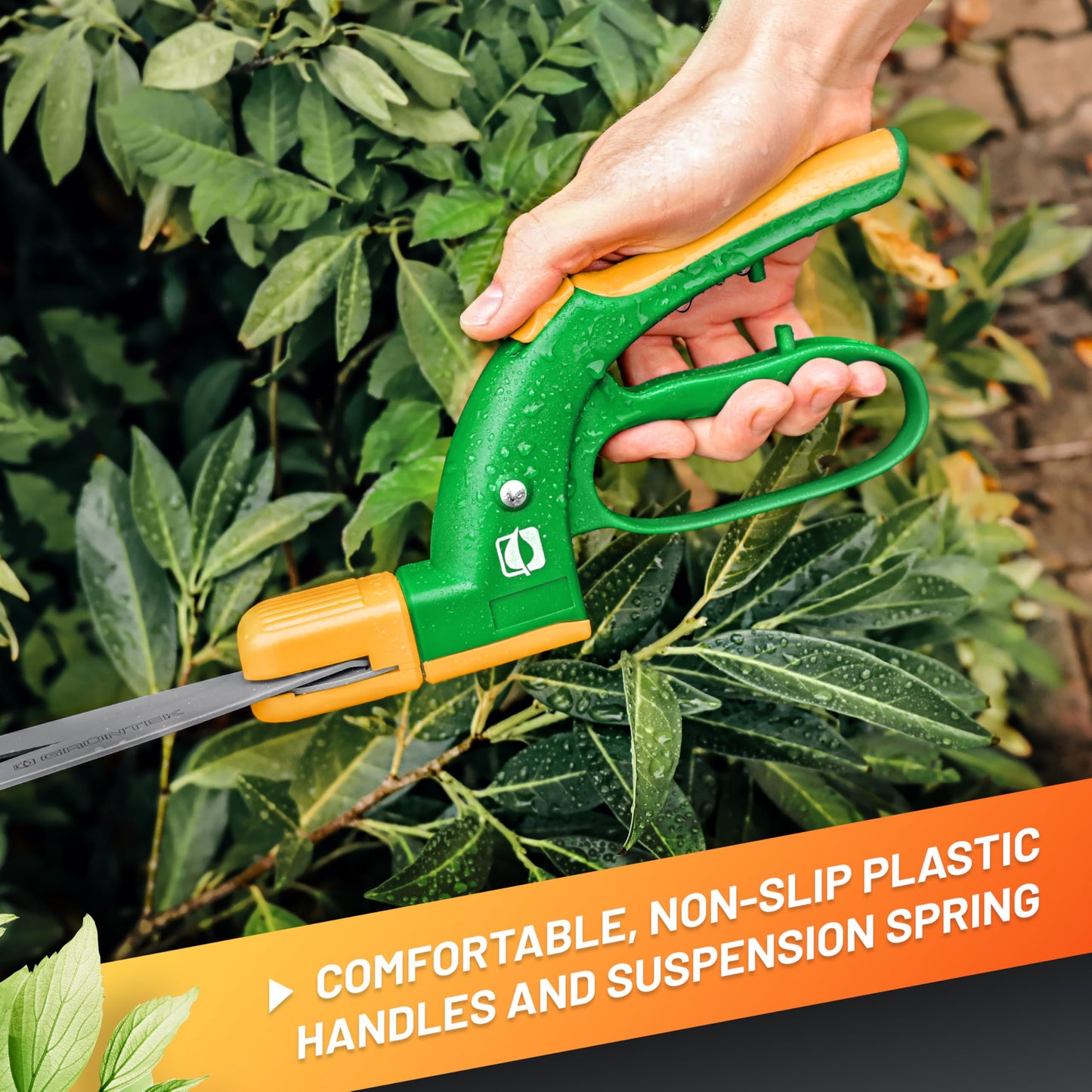 GRÜNTEK Grass Shears Swift 380 mm Teflon 360° Rotating Cutter Head, Teflon Coated, Comfort Lawn Grass Shear, 21 Days Money Back