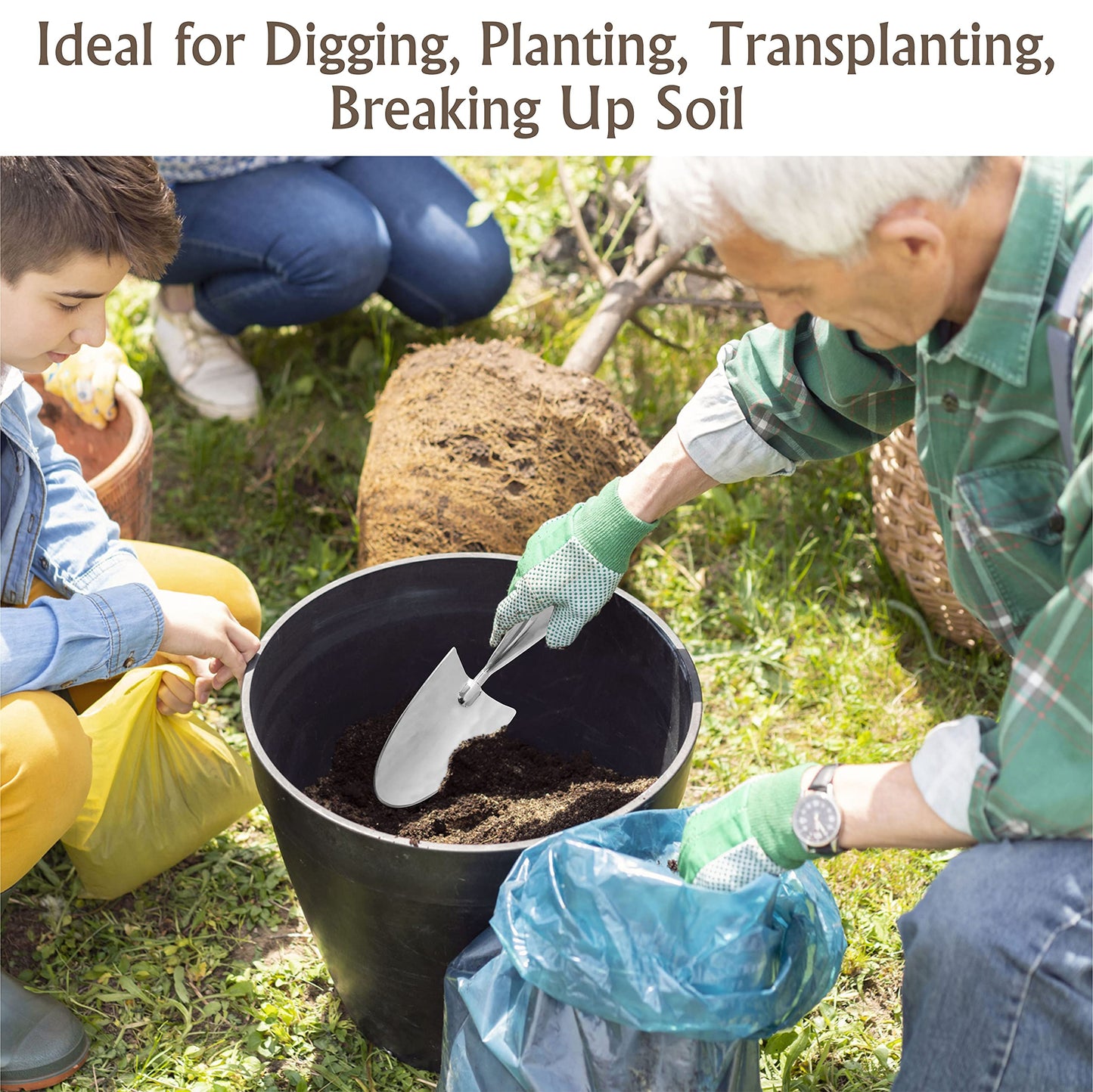 Garden Hand Fork Hand Trowel Stainless Steel Extra Long Wooden Handle Approx. 17inch Long Perfect for Digging, Planting by VORX 1% of Sale Value will be Donated to Children's Hospital Sheffield