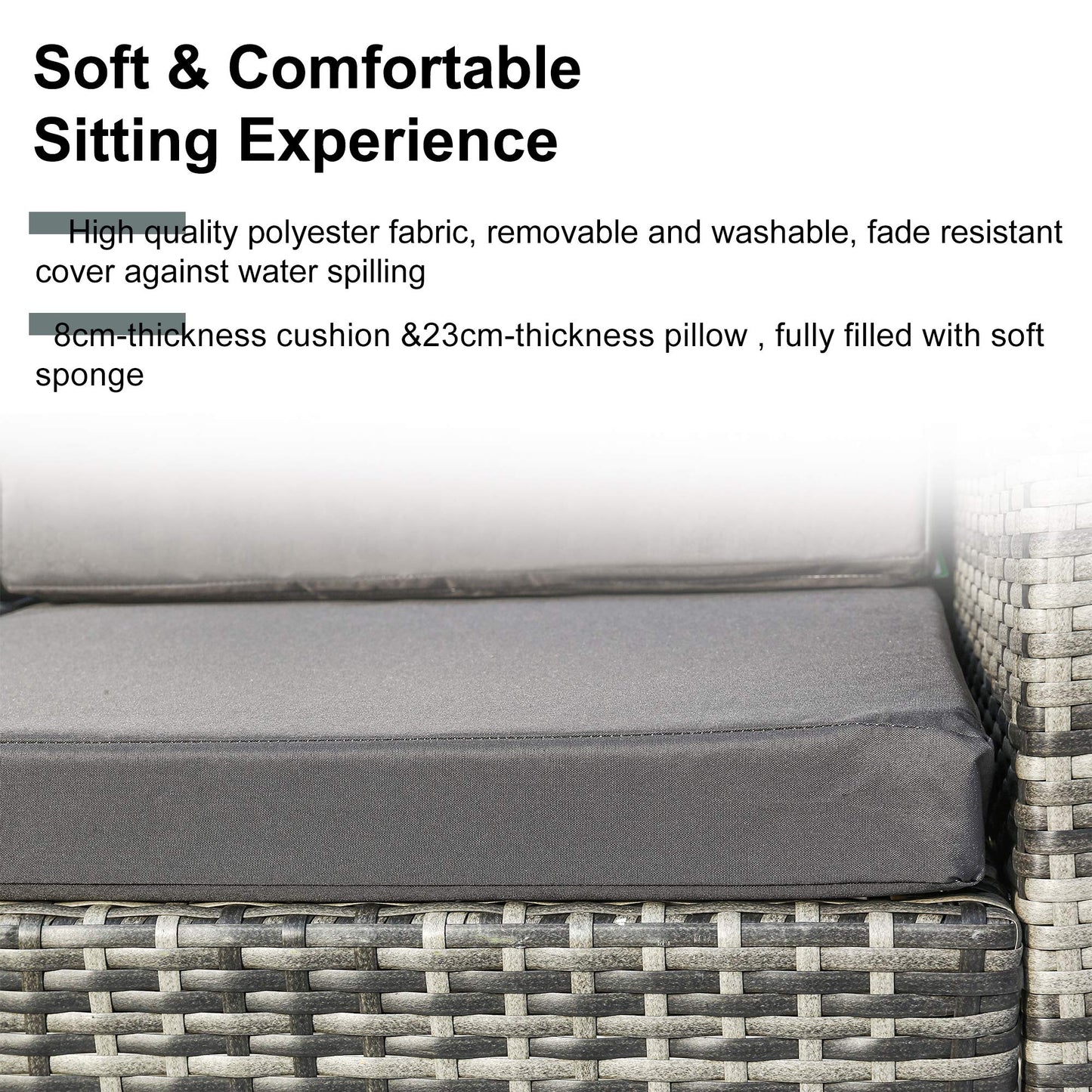 BTM Garden Corner Sofa Rattan Patio Set Garden Entertaining Furniture Lounge Set (Grey)