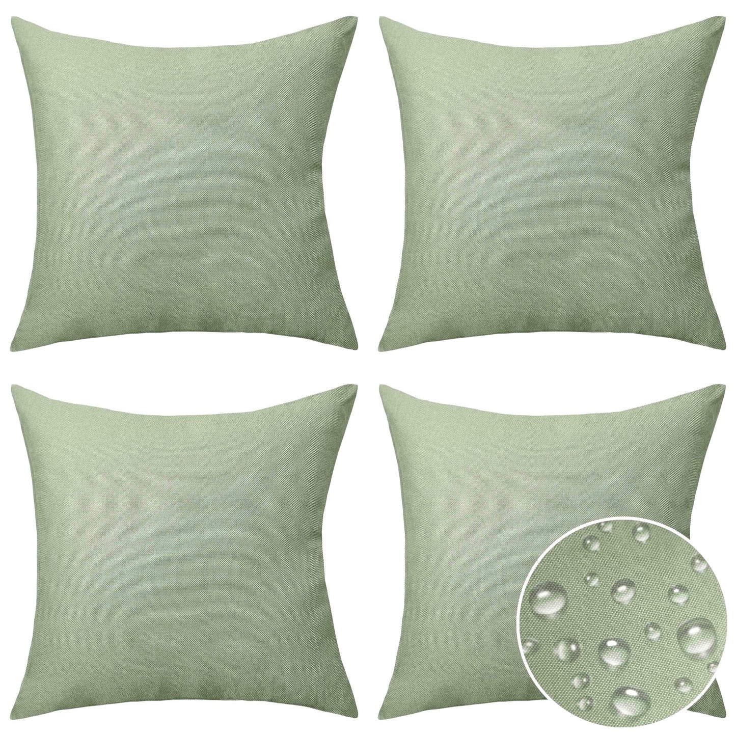 Home Brilliant Sage Green Cushion Covers 45 x 45 for Garden Furniture, Spring Decorative Outdoor Cushions Covers Waterproof, 18x18 inches, Pack of 4, Sage Green