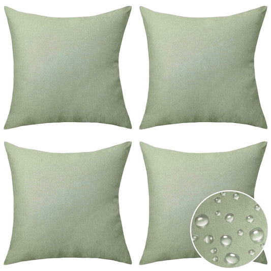 Home Brilliant Sage Green Cushion Covers 45 x 45 for Garden Furniture, Spring Decorative Outdoor Cushions Covers Waterproof, 18x18 inches, Pack of 4, Sage Green