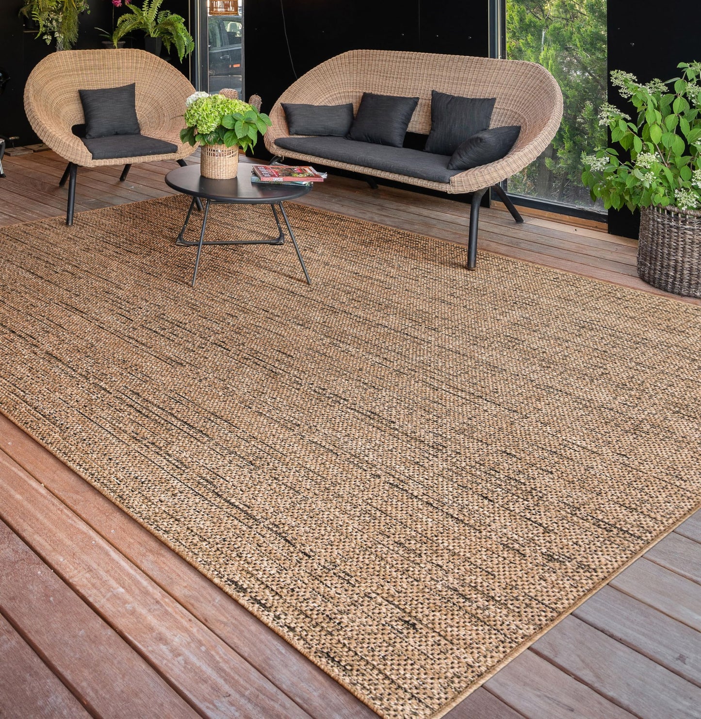 Outdoor Rug For Garden Area Rug Living Room Kitchen Rug Machine Washable Aztec Pattern Monochrome, Size:80x150 cm, Colour:Beige