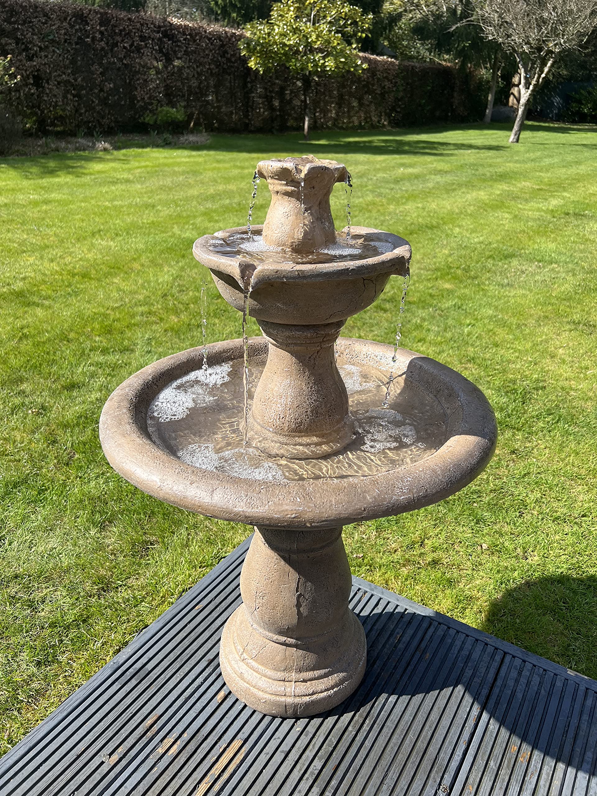 allpondsolutions Antique Stone Effect Classic Grey 3 Tier Fountain