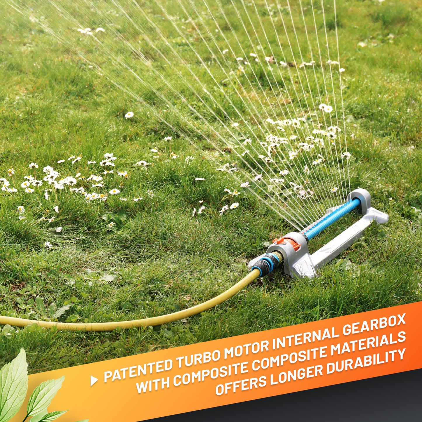 GRÜNTEK Metal Oscillation Lawn Sprinkler with Adjustable Irrigation Area, Turbo Motor, Covers up to 352 m²