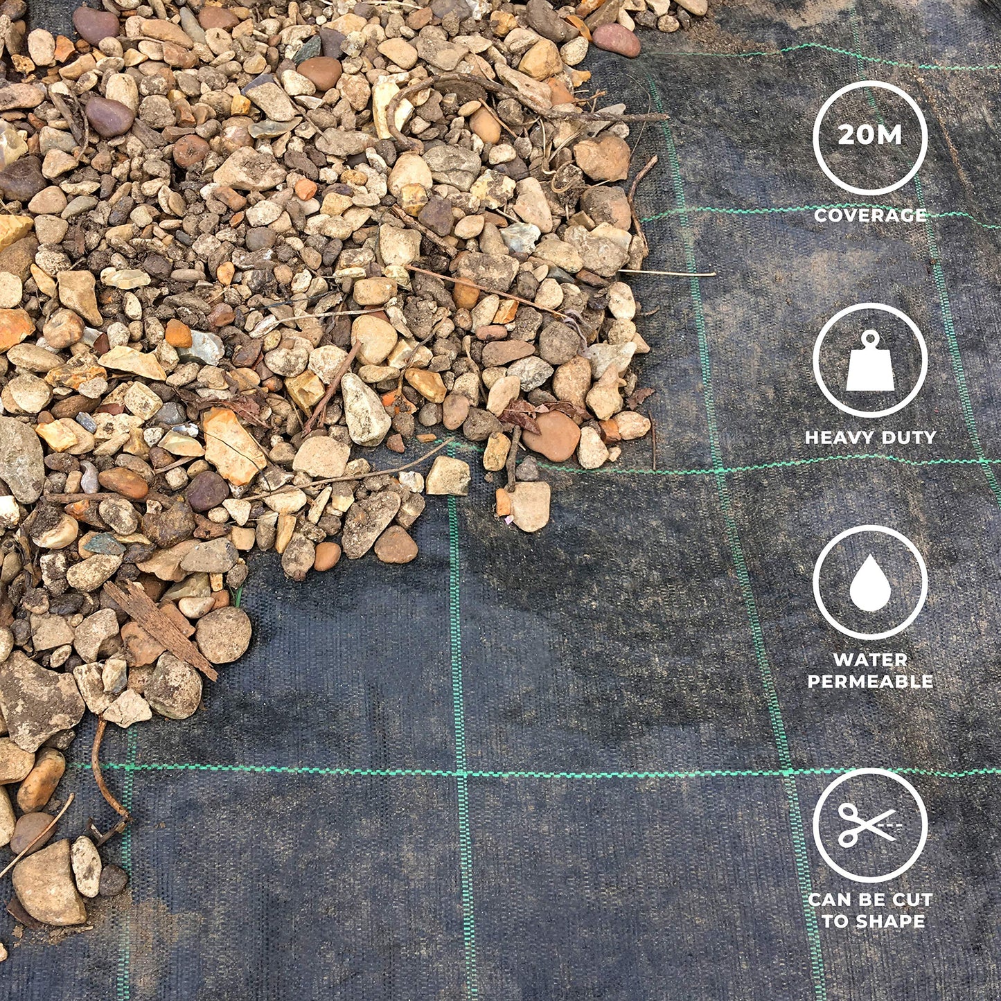 GardenKraft 10079 Heavy Duty Weed Control Fabric / 20m Coverage From 1 Individual 10m x 2m Barrier Roll / Multi-Purpose Garden Landscaping Ground Cover