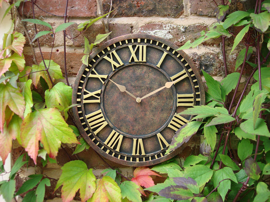 HH Home Hut Outdoor indoor Garden Wall Clock Hand Painted church clock 30cm rust