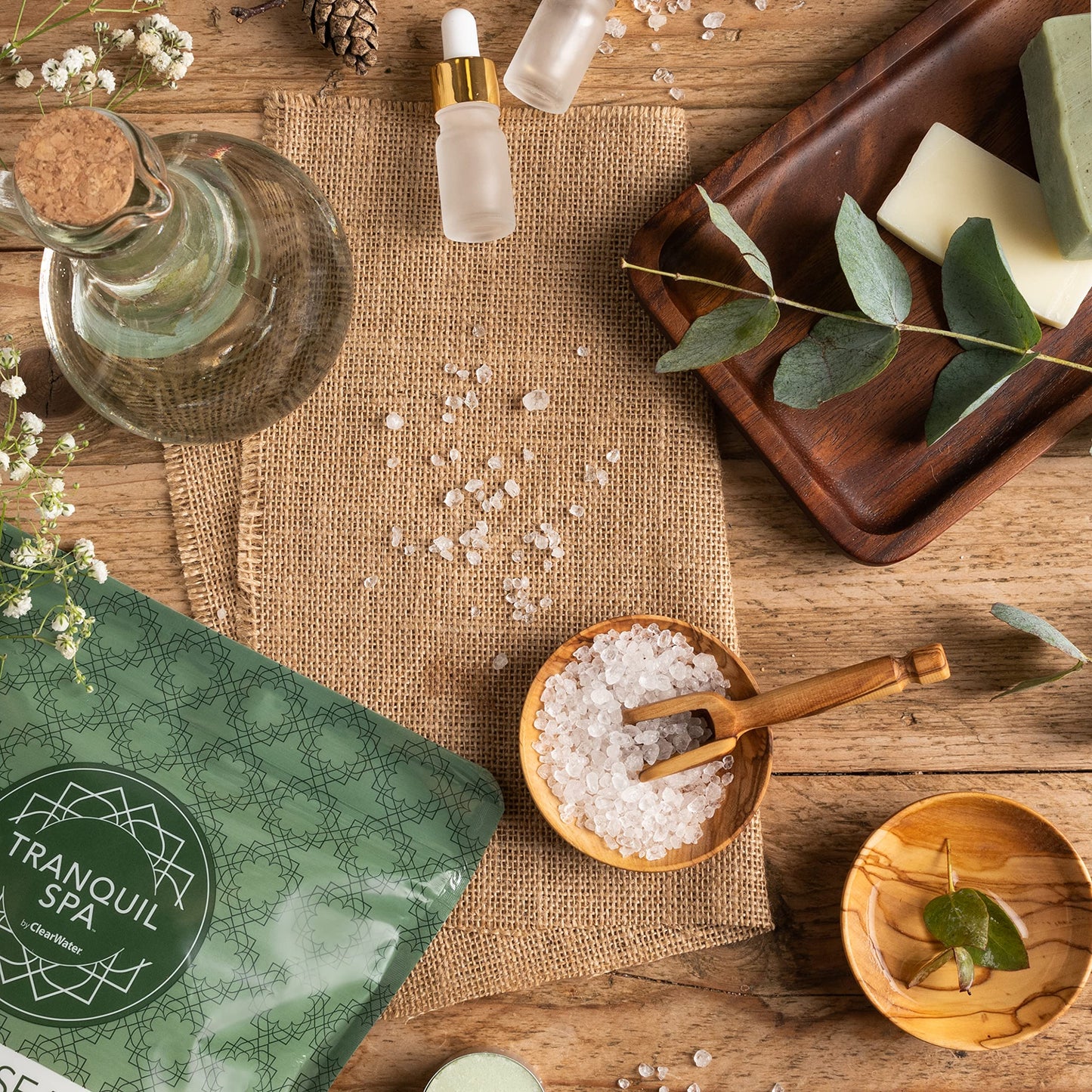 Clearwater Tranquil Spa 100% Dead Sea Salt 1KG, Bath and Hot Tub Salts, Hot Tub Fragrance, Natural Minerals, Re-Energising Eucalyptus