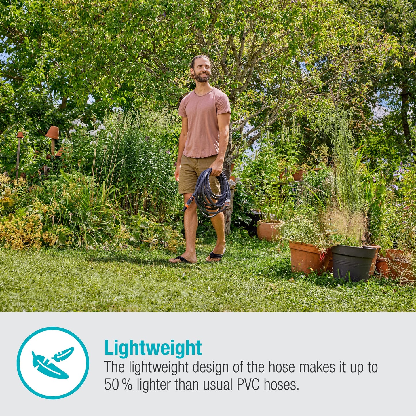 Gardena Liano Life Textile Hose 1/2 inch, 30m: Highly flexible textile garden hose, with PVC inner tube, no kinking, lightweight, weather-resistant (18457-20)