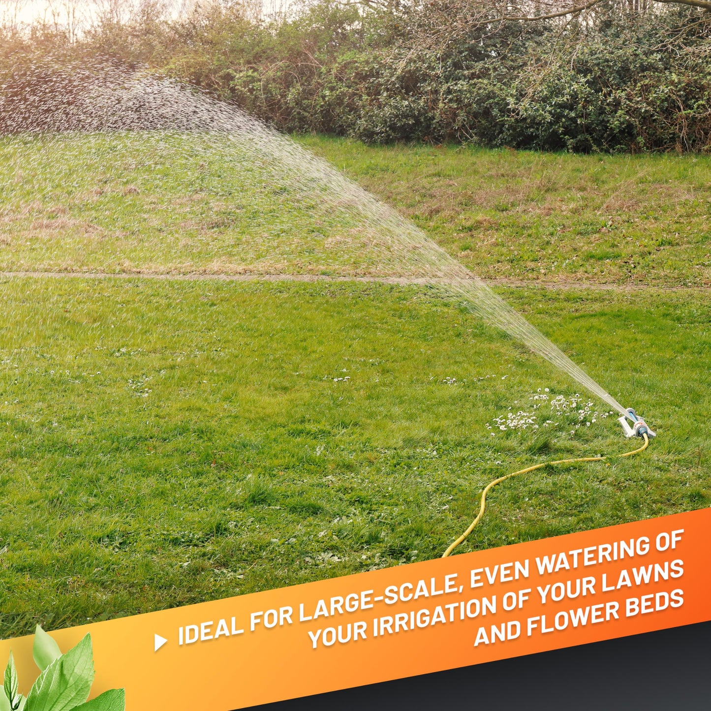 GRÜNTEK Metal Oscillation Lawn Sprinkler with Adjustable Irrigation Area, Turbo Motor, Covers up to 352 m²