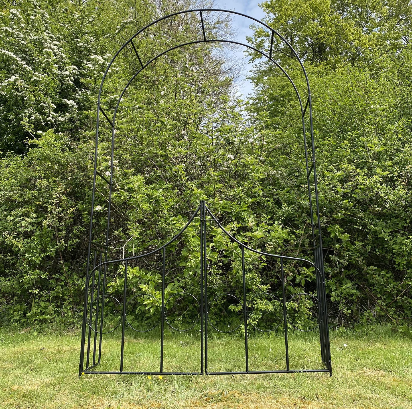 Selections Metal Garden Arch with Double Gate Outdoor Climbing Plants (240cm x 140cm)