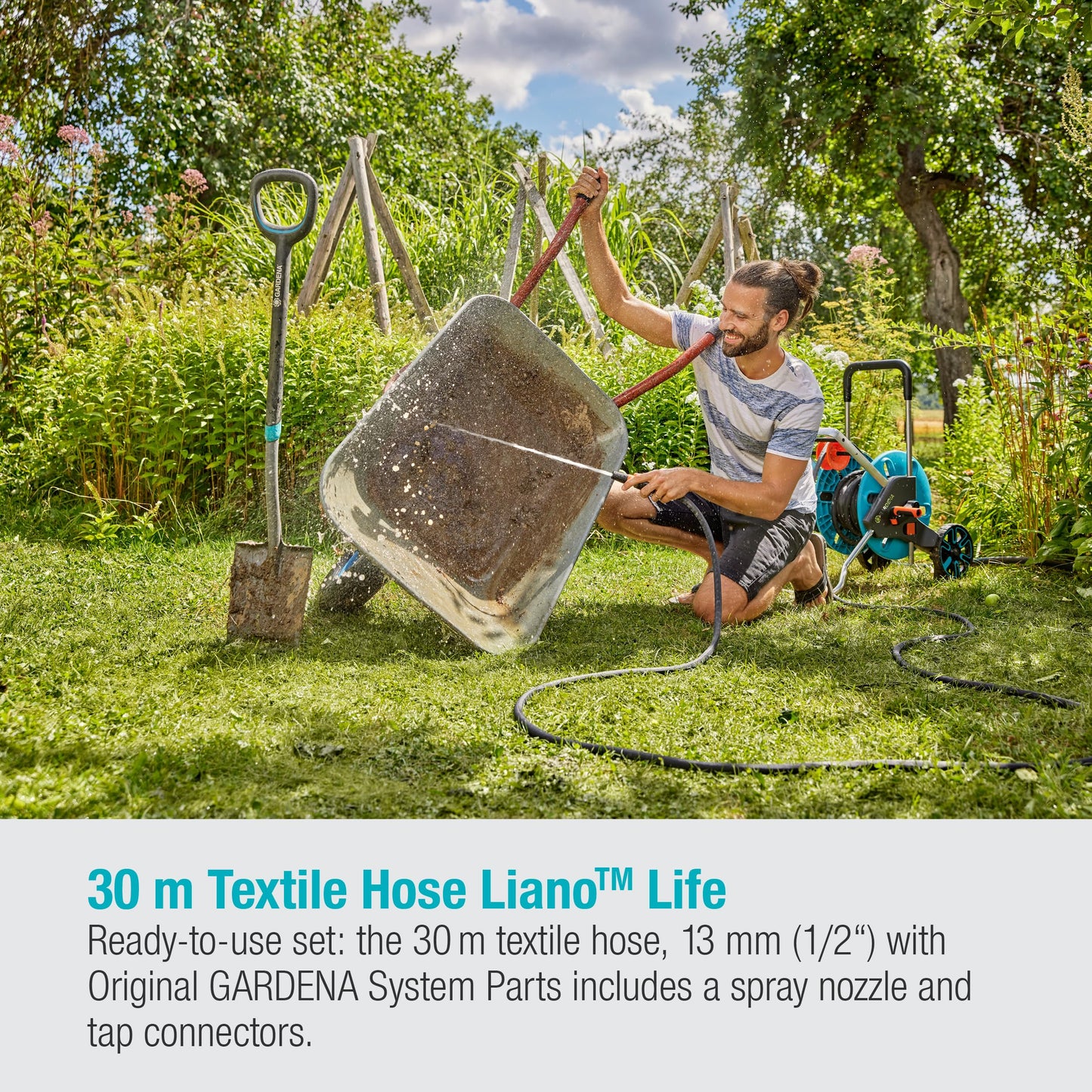 Gardena Liano Life Textile Hose 1/2 inch, 30m: Highly flexible textile garden hose, with PVC inner tube, no kinking, lightweight, weather-resistant (18457-20)