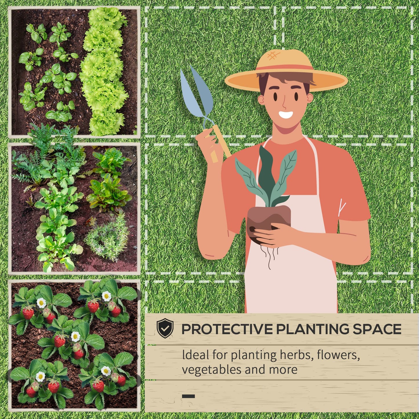 Outsunny 216L Raised Bed for Garden, Galvanised Outdoor Planter Flower Pot for Herbs and Vegetables, Use for Patio, Garden, Balcony, 120 x 60 x 30.5cm, Grey