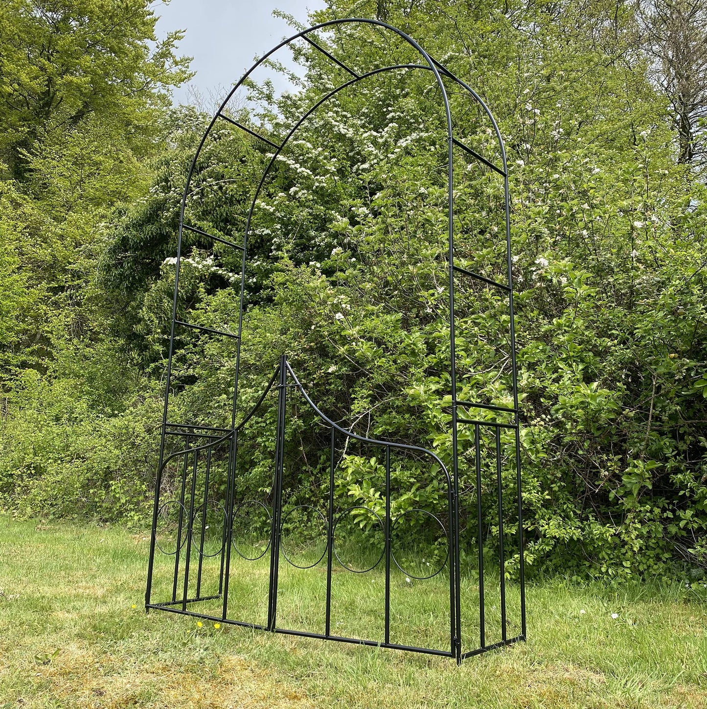 Selections Metal Garden Arch with Double Gate Outdoor Climbing Plants (240cm x 140cm)