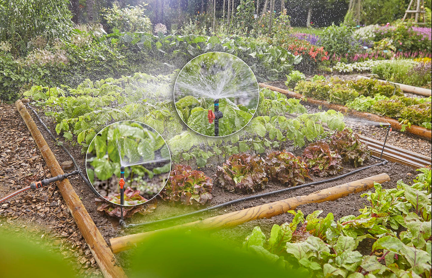 Gardena Micro-Drip-System Drip Irrigation Set Vegetable/Flower Bed (60 m²): Starter set, ready to use, water-saving irrigation system, simple & flexible connection technology (13450-20)