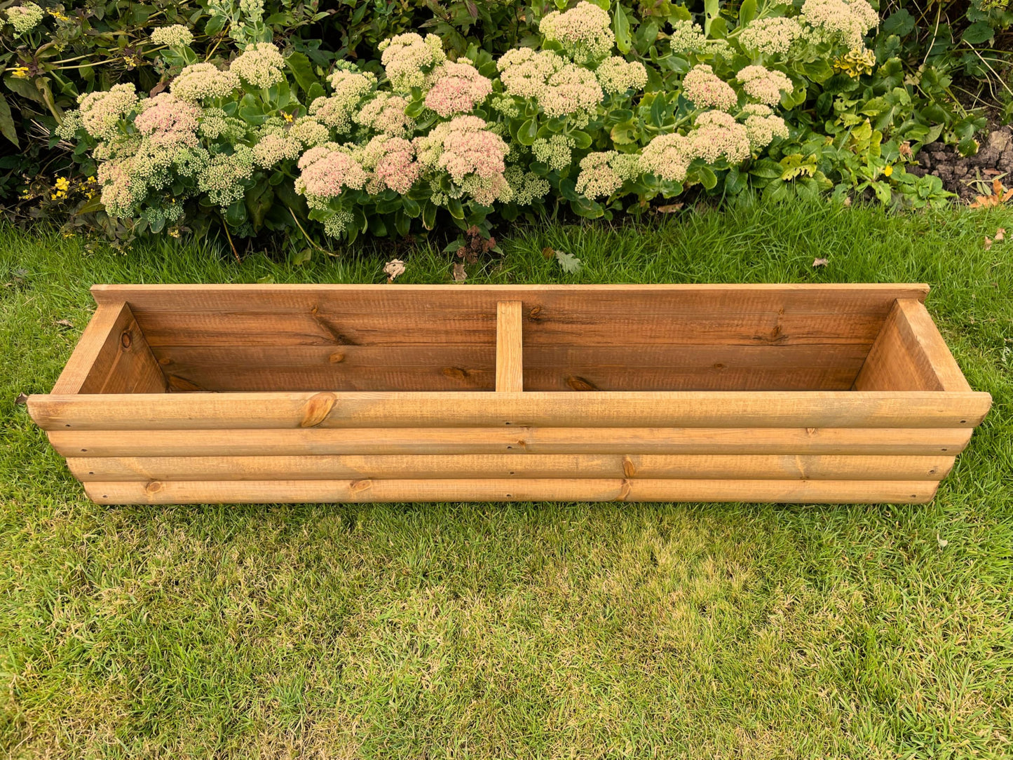 RUDDINGS WOOD 120cm Large Log Style Wooden Trough Planter Heavy Duty Garden Flower Pot box