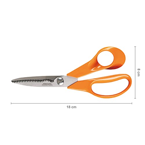 Fiskars Universal Scissors S92, Length: 18 cm, Stainless steel blade/plastic handles, Classic, Orange, 1000555
