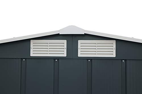 Duramax ECO 6' x 4' Hot-Dipped Galvanized Metal Garden Shed - Anthracite with Off-White Trimmings - 15 Years Warranty