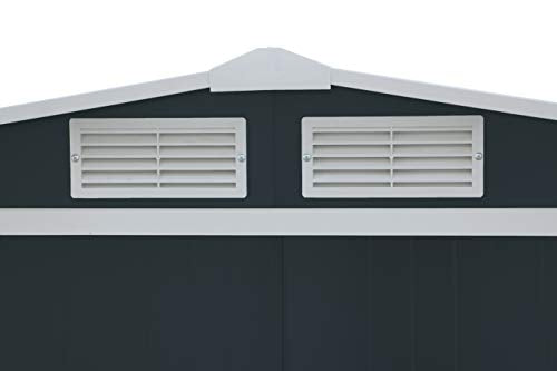 Duramax ECO 6' x 4' Hot-Dipped Galvanized Metal Garden Shed - Anthracite with Off-White Trimmings - 15 Years Warranty