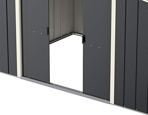 Duramax ECO 6' x 4' Hot-Dipped Galvanized Metal Garden Shed - Anthracite with Off-White Trimmings - 15 Years Warranty