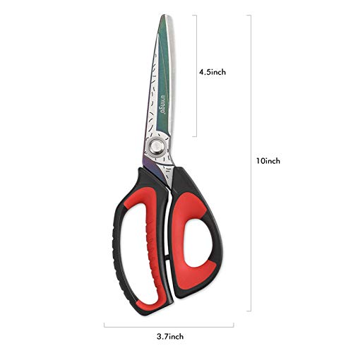 LIVINGO 10" Multipurpose Heavy Duty Scissors, Titanium Coating Ultra Sharp Forged Stainless Steel Tool Industrial Cutting Shears for Fabric, Dressmaking, Carpet, Material, Household, Gardening