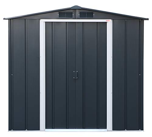 Duramax ECO 6' x 4' Hot-Dipped Galvanized Metal Garden Shed - Anthracite with Off-White Trimmings - 15 Years Warranty