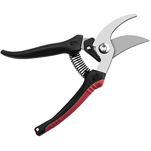 JEOutdoors ZEM Pruning Shears, Professional High Carbon Alloy Steel Sharp Blade Bypass Hand Pruner, Tree Trimmer, Garden Shears-JO0001, Black red