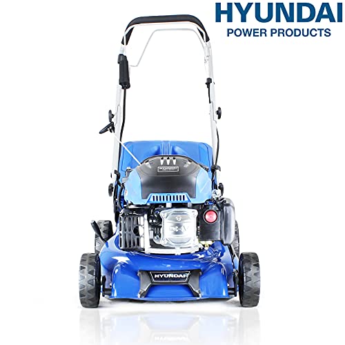 Hyundai Self Propelled Electric 17" 43 cm 430mm Petrol Lawn Mower Plus 600ml Free Engine Oil, 3 Year Warranty, Blue