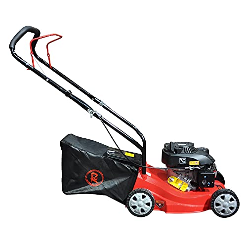 RocwooD Petrol Lawnmower Push 16" 132cc Mower Plus FREE Oil 39cm 390mm Cutting Width OHV Engine Mower Foldable Handles 35 Litre Grass Collector 2 Year Warranty Red