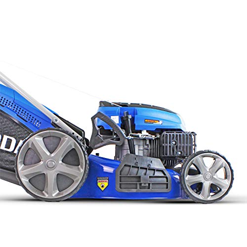 Hyundai 196cc Petrol Lawnmower, 20" 51cm 4 Stroke, Self Propelled Lawn Mower, Easy Starting with Six Cutting Heights, 70L Grass Bag & 3 Year Warranty