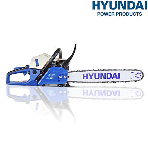Hyundai Petrol Chainsaw, 62cc 20”, 2-Stroke, Wood Saw / Cordless Chainsaw, 20'' Cutting Bar with 3 Year Hyundai Warranty