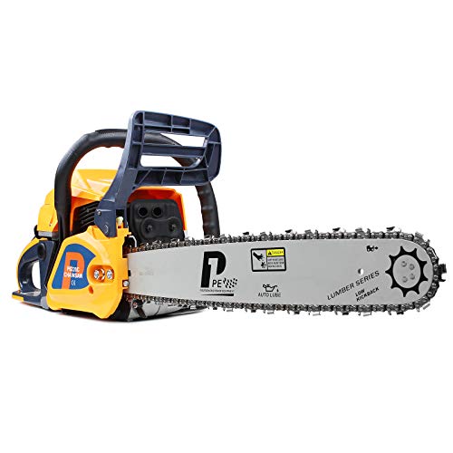 P1PE 62cc Petrol Chainsaw, 2 Year Year Warranty, 20-Inch Cutting Bar, 2 Chains, Carry Bag, Chain File & Fuel Mixing Bottle, Chainsaw Petrol, 2 Stoke Chainsaw, Multi-Tool Kit, Wood Saw, Tree Saw