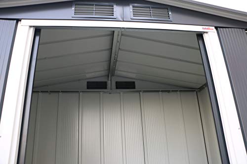 Duramax ECO 6' x 4' Hot-Dipped Galvanized Metal Garden Shed - Anthracite with Off-White Trimmings - 15 Years Warranty