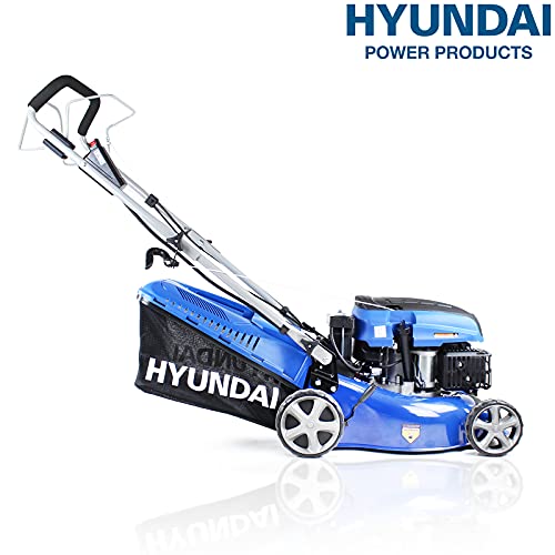 Hyundai Self Propelled Electric 17" 43 cm 430mm Petrol Lawn Mower Plus 600ml Free Engine Oil, 3 Year Warranty, Blue