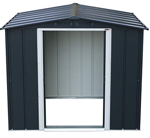 Duramax ECO 6' x 4' Hot-Dipped Galvanized Metal Garden Shed - Anthracite with Off-White Trimmings - 15 Years Warranty