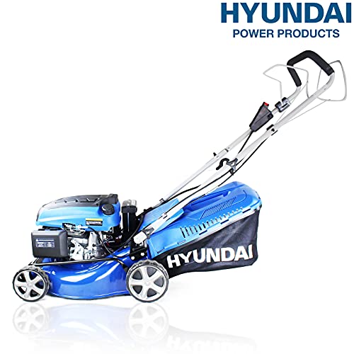 Hyundai Self Propelled Electric 17" 43 cm 430mm Petrol Lawn Mower Plus 600ml Free Engine Oil, 3 Year Warranty, Blue