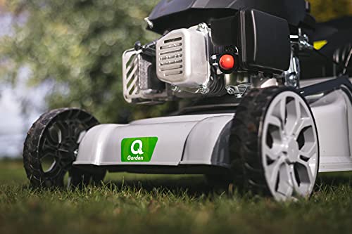 Q Garden QG40-145SP Self Propelled 4 Wheel Petrol Lawnmower with 7 Cutting Heights, Small To Medium Lawns, 40cm Cutting Width and 45L Collection Bag - 1 Year Guarantee