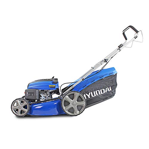 Hyundai 196cc Petrol Lawnmower, 20" 51cm 4 Stroke, Self Propelled Lawn Mower, Easy Starting with Six Cutting Heights, 70L Grass Bag & 3 Year Warranty