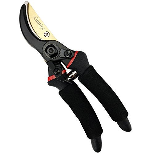 gonicc 8" Professional Secateurs Premium Titanium Bypass Pruning Shears (GPPS-1003), Hand Pruners, Garden Clip, Hedge Shears(Gold)