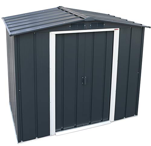 Duramax ECO 6' x 4' Hot-Dipped Galvanized Metal Garden Shed - Anthracite with Off-White Trimmings - 15 Years Warranty