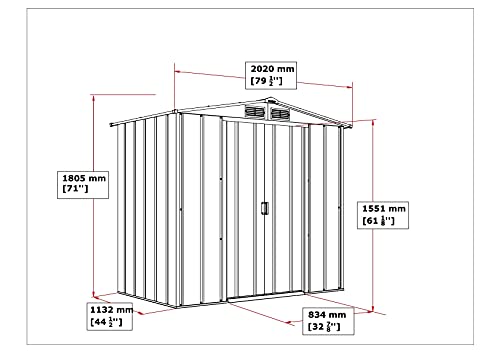 Duramax ECO 6' x 4' Hot-Dipped Galvanized Metal Garden Shed - Anthracite with Off-White Trimmings - 15 Years Warranty