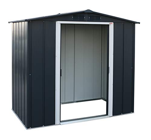 Duramax ECO 6' x 4' Hot-Dipped Galvanized Metal Garden Shed - Anthracite with Off-White Trimmings - 15 Years Warranty