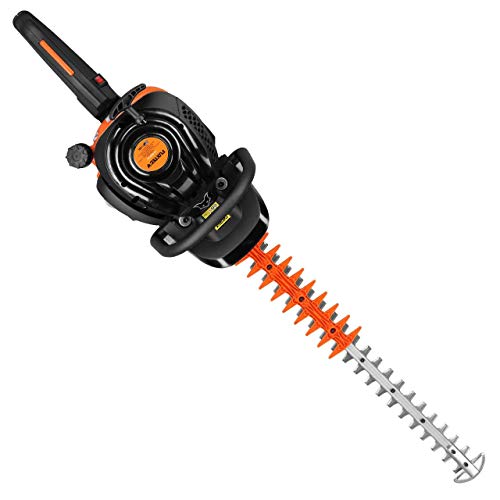Fuxtec professional petrol hedge trimmer, 800mm - XXL cutting length, 2-stroke engine, 25.4cc, 1hp, FX-MHP126, ergonomic handle, horizontal and vertical cutting, reduced noise-level, safety blades