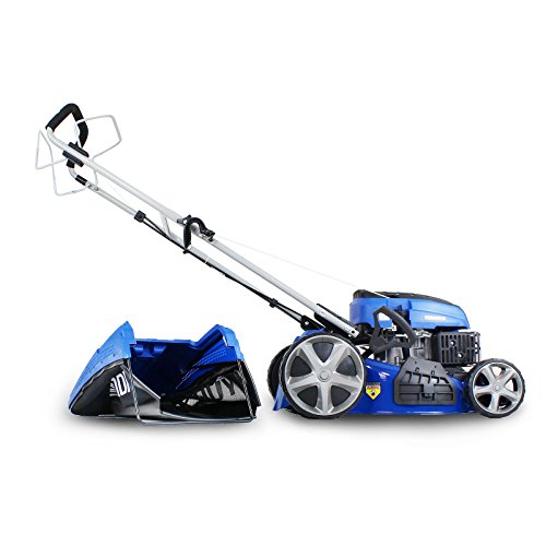 Hyundai 46cm Self-Propelled Petrol Lawnmower, 460mm / 18'' Cutting Width, 3.5HP 4-Stroke Petrol Engine, Foldable Handles, Mulching Lawnmower, 3 Year Warranty, Blue