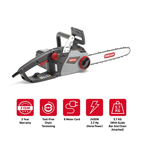 OREGON CS1400 2400 W Electric Chainsaw, Powerful Electric Saw with 16-Inch (40 cm) Guide Bar DuraCut Saw Chain (612000)