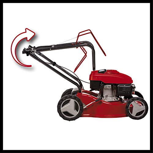 Einhell 3404821 Petrol Lawn Mower (1.2 kW, 1 Cylinder 4-Stroke Engine (OHV), 7-Level Central Cutting Height Adjustment 25 - 60 mm, Disengageable Rear-Wheel Drive), 100.0 cm*123.0 cm*51.0 cm